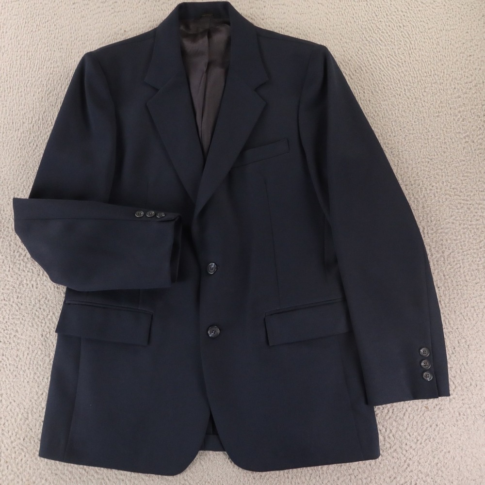 VTG Esprit Jacket Mens S 38R Blue Polyester Twill Blazer Sport Coat Made in USA